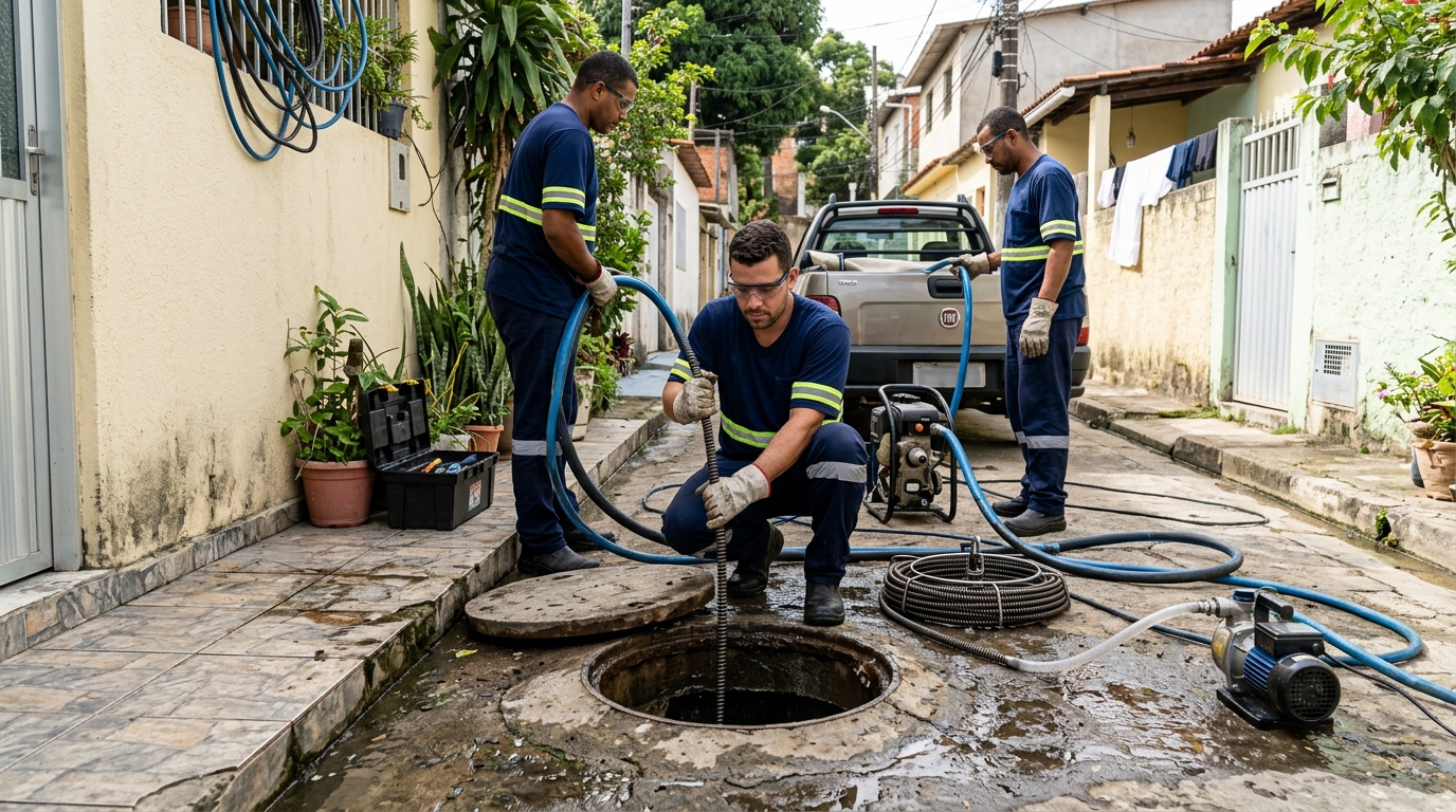 Desentupimento de esgoto com hidrojateamento em Sorocaba-SP