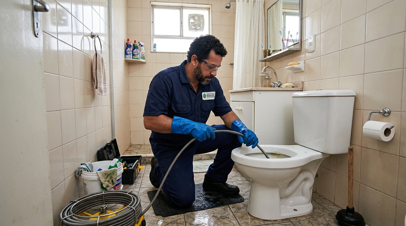 Desentupimento de vaso com equipamento em Sorocaba-SP