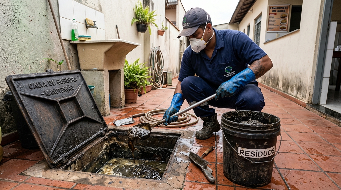 Remoção de lodo de caixa de gordura em Sorocaba-SP